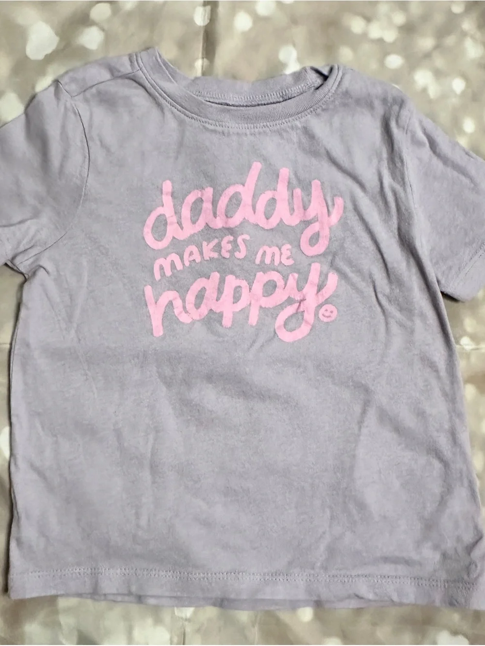 Short-Sleeve Tee with Pink 'Daddy Makes Me Happy' Graphic